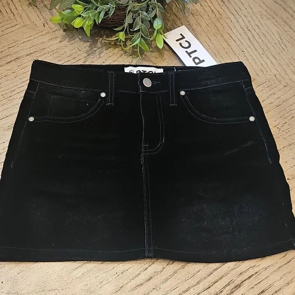 PTCL ETHIKAL BRAND Black Suede Skirt Size S NWT
